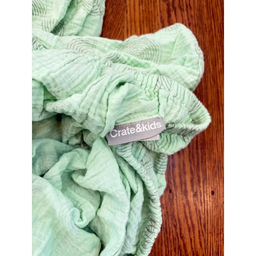 Crate & Kids Mint Green Organic Cotton Muslin Crib Sheet Rainbow Print 28x52x8